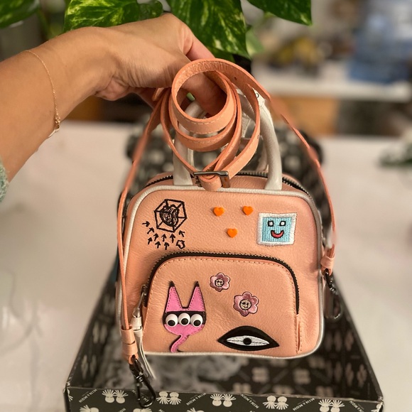 Min & Mon Peach and White Kids Bag with Fun Designs - Picture 2 of 8